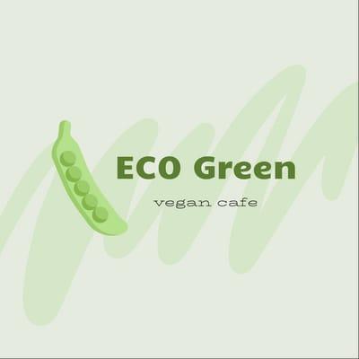ECO Cafe Green Vegetable Illustration Logo