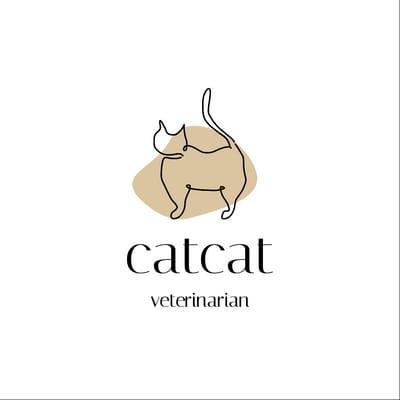 Cat Veterinarian One Line Drawing Abstract Logo