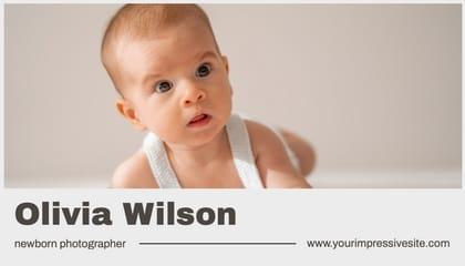 Gray Minimalism Newborn Photographer Business Card
