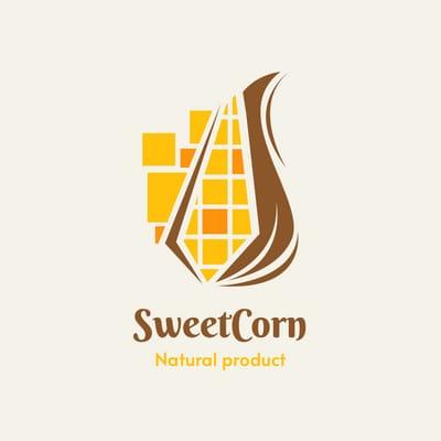Sweet Corn Brown Illustrator Farm Logo