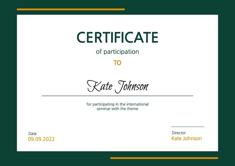 Geometric Green Participation Certificate