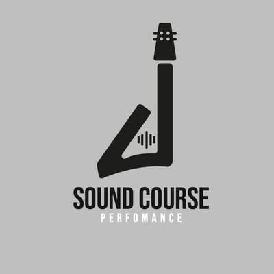 Gray Gitar Course Perfomance Music Band Logo