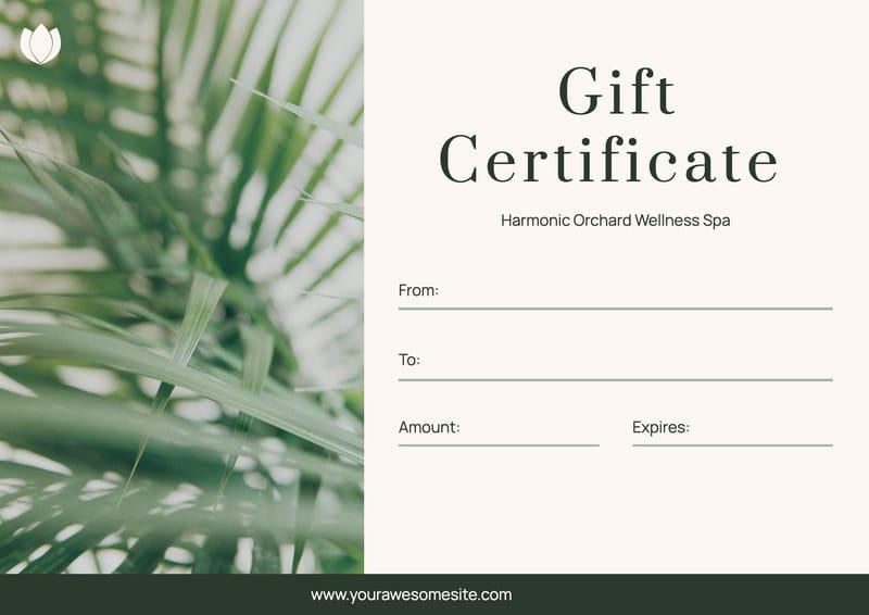 Gift Spa And Wellness Certificate