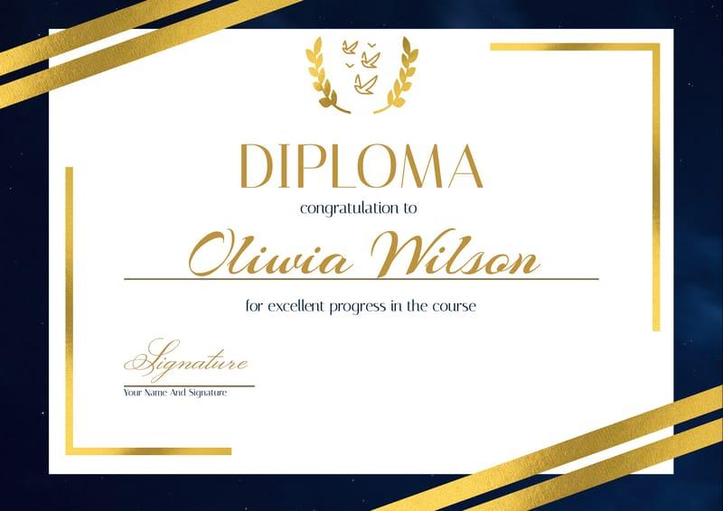 Blue Sky Gold Elements Diploma Certificate