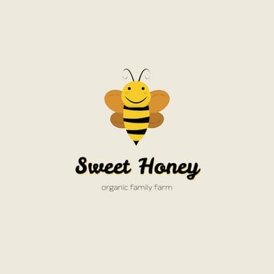Sweet Honey Bee Illustration Farm Logo