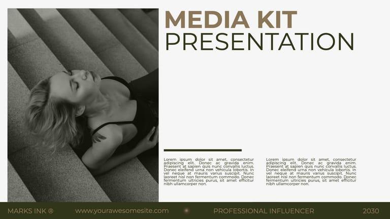 Grey And Green Aesthetic Media Kit Influencers Presentation