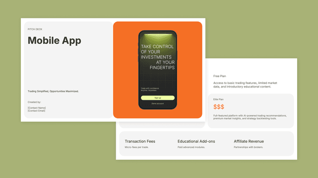 Mobile app pitch deck template