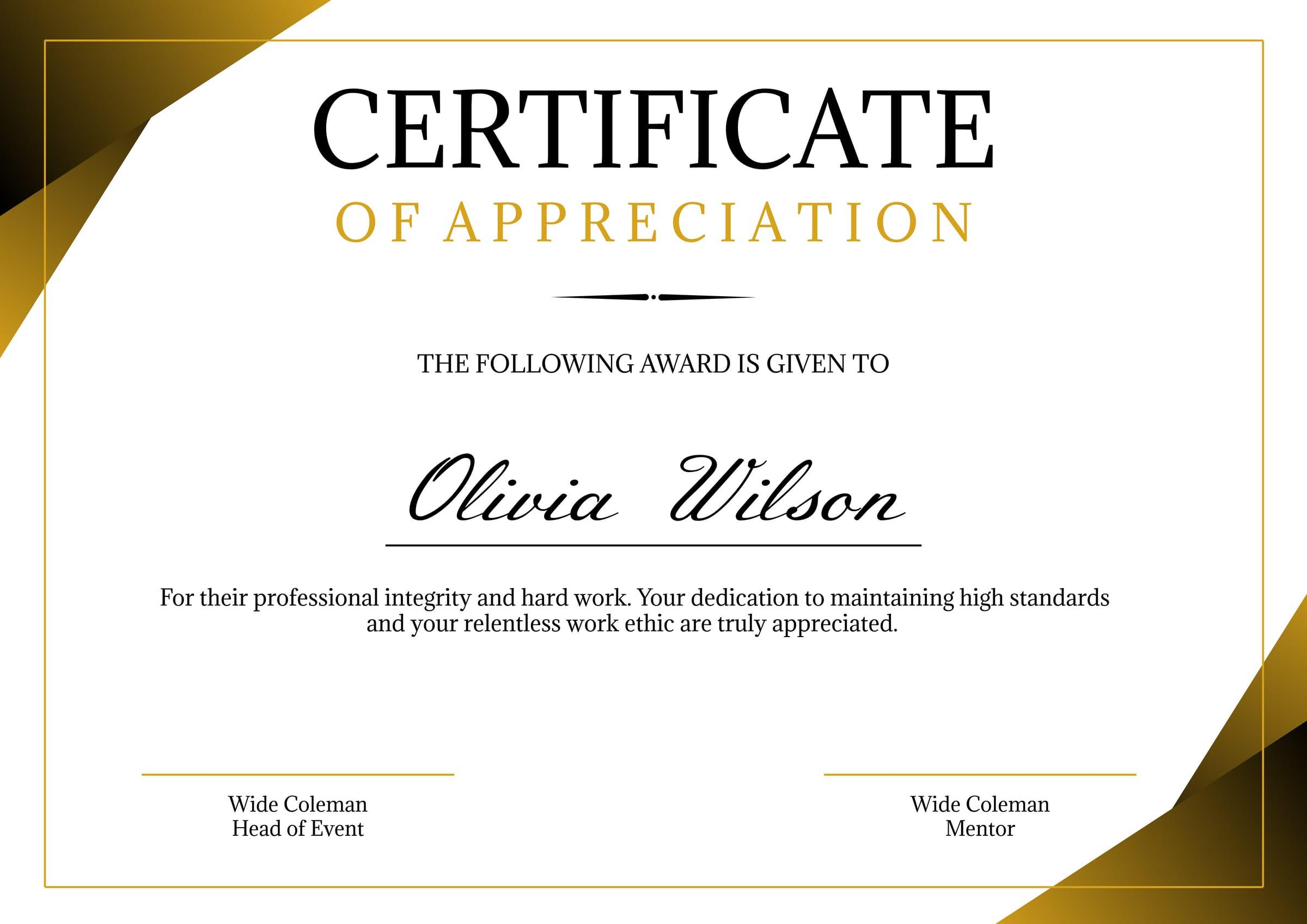 White Luxury Certificate of Appreciation